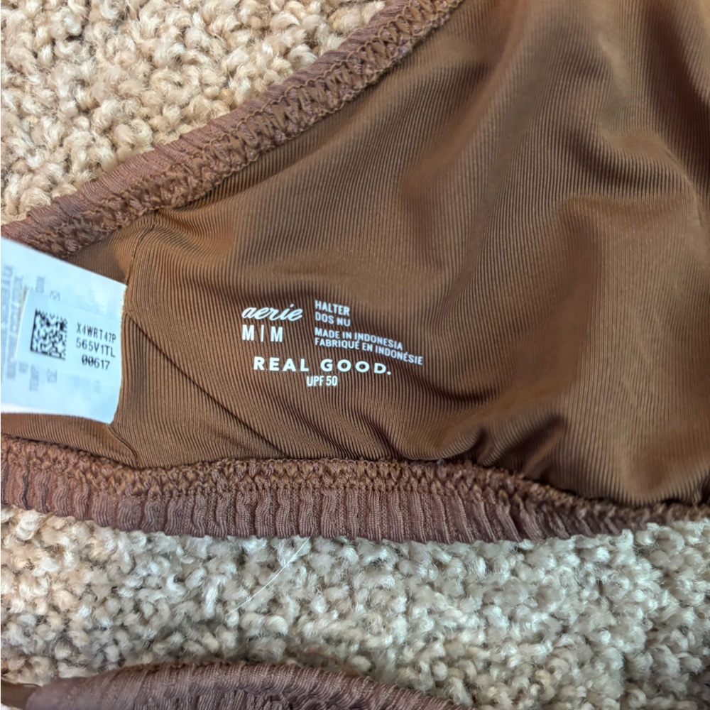 Aerie Brown Ribbed Tie-Side Bikini Set Size medium - Picture 5 of 7